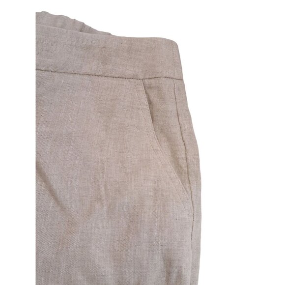 Talbots Linen Blend Cropped Pants Size 4P Beige Neutral Pull On Stretch - Picture 8 of 16